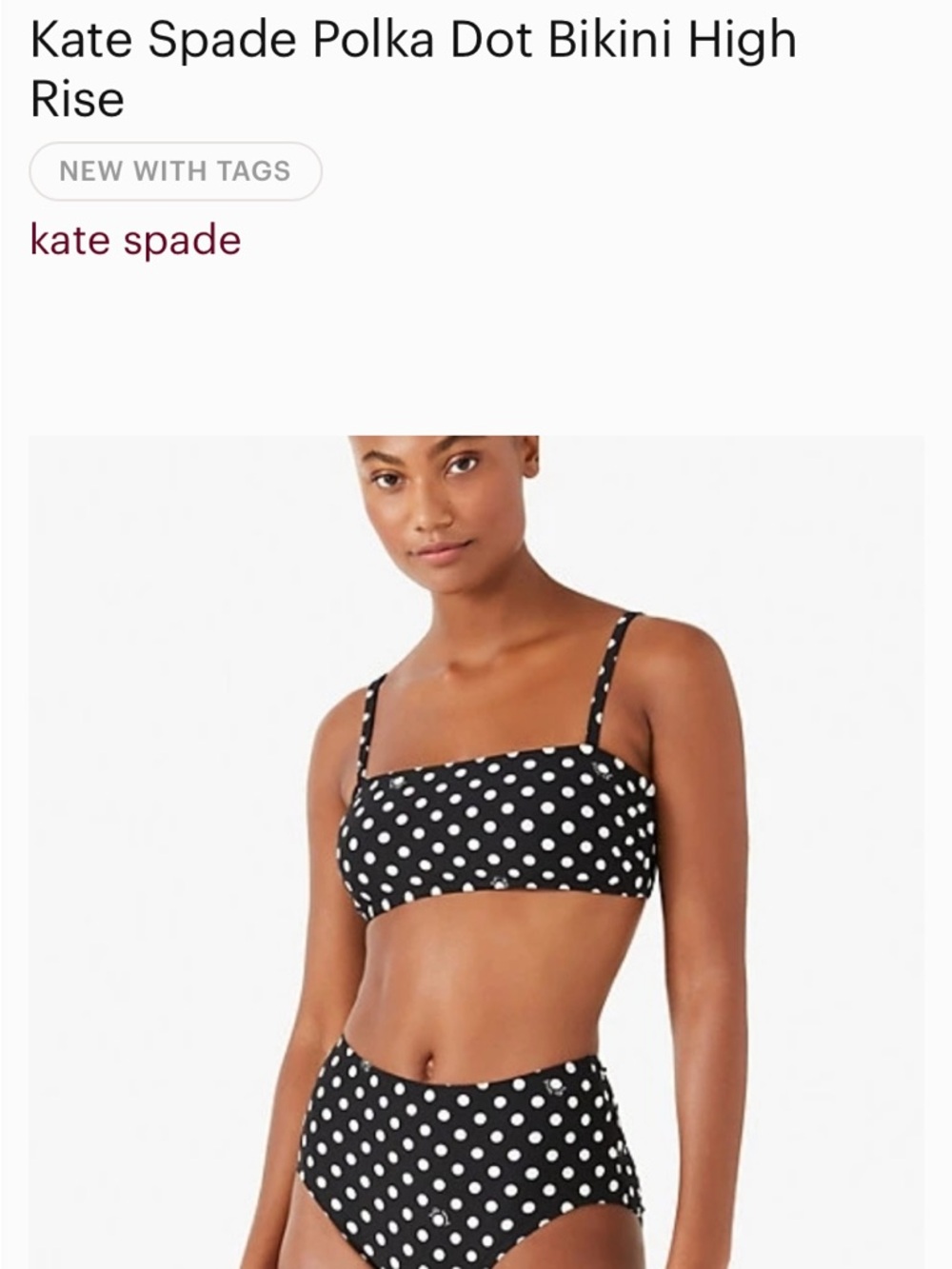 Kate Spade Black & White Polka Dot High Waisted Bikini Set   Size XS